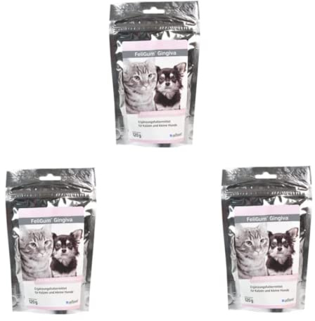 Alfavet FeliGum Gingiva | 3er Pack | 3 x 120 g | Ergänzungsfuttermittel für Katzen und kleine Hunde | Mit Weidenrindenextrakt und Omega-3-Fettsäuren | Leckere, weiche Kaudrops