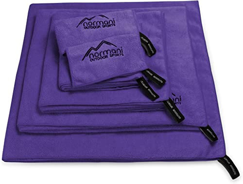 normani Mikrofaser Handtücher 6 Größen / 5 Farben, leicht und Ultra saugfähig, Handtuch Sporthandtuch, Reisehandtuch, Mikrofaser-Badetuch, XXL Strandhandtuch Farbe Violett Größe 1er Pack 100 x 200 cm