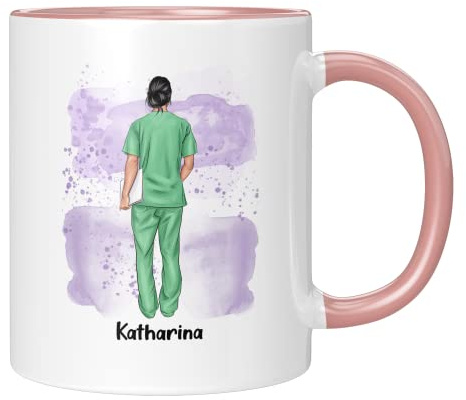 Liebtastisch - Personalisierte Krankenschwester Pflegerin Ärztin Tasse - Geschenk - Krankenhaus, Station - Tasse für die Arbeit - Heldinnen (Rosa)