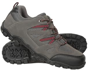 Mountain Warehouse Outdoor Mens Walking Shoes - Suede Mesh Upper Footwear, Cushioned EVA Footbed, Rubber Outsole - for Spring Summer, Hiking, Camping, Travelling Dark Grey Adult Shoe Size 10