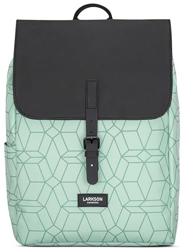 LARKSON Rucksack Damen Klein Mint Muster - Ida - Kleiner Damenrucksack für Freizeit, Uni oder City - Mit Laptop Fach (bis 13 Zoll) - Elegant & Nachhaltig - Wasserabweisend