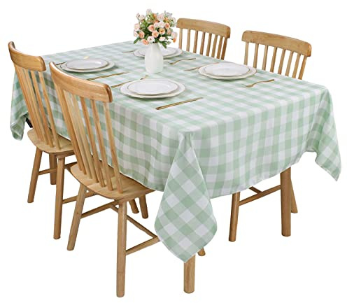 Gingham-Tischdecke, Polyester, 140 x 200 cm, rechteckig, kariert, knitterfrei, für Zuhause und Party, festliche Dekorationen, Stoffkarierte Tischdecken (Hellgrün)