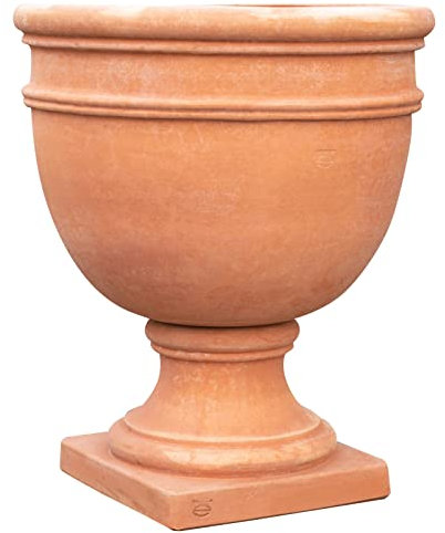 Biscottini Vase en terre cuite Toscane 87,5 x 77 x 77 cm – Vases en terre cuite pour l'extérieur et l'intérieur – Grand vase d'extérieur fabriqué en Italie