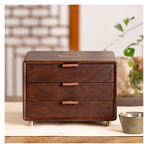 Schmuckkiste 3-schubladen-hölzerne Schubladenart Aufbewahrungsbox Vintage Tee Aufbewahrungsbox Schmuckkasten Multifunktionale Schubladen Organizer Container mit Messingfüßen Schmuckkasten-Organisatore