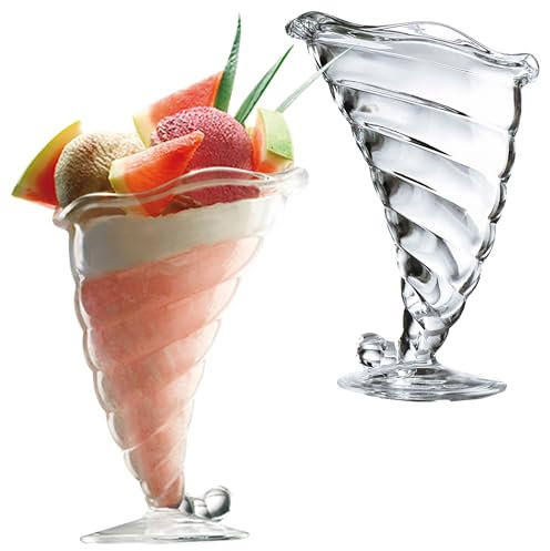 Bormioli Lot de 2 coupes à glace Fortuna avec pied en verre I 200 ml I Verre transparent I Bols à dessert, verres à glace, gobelets à fruits I pour entrées, milkshake et desserts, cocktails