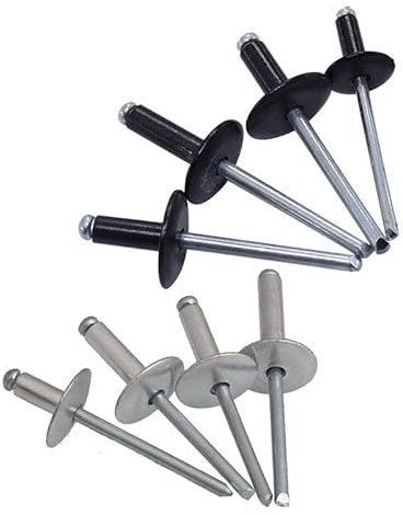 Blindnieten aus Aluminium mit großer Kappe und offenem Ende, Blindniete, Zugkappennieten, Blindniete mit geteiltem Flachrundkopf, 20 mm, Weiß, M5 (20 Stück)