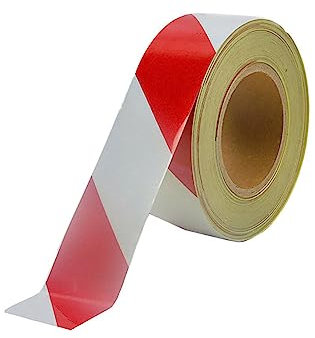 EALLEN 2In X 82 FT Hazard Caution Warning Adhesive Tape Outdoor for Floor Marking, Trailers, Trucks, Cars,Boats,red white