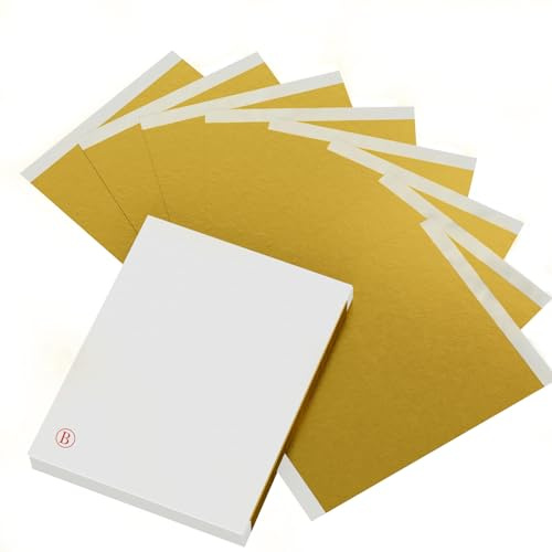 ANRZO 100 Stück Blattgold-Folien für Vergoldung, Malerei, DIY Handwerk, Nicht Verblassend, Nicht Oxidierend, 15,5x13,5 cm
