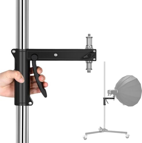 BOLLUMA Fotografie-Pistolengriff-Gleitarm aus Aluminium mit umkehrbaren 1/4- bis 5/8-Baby-Stiftbolzen, Lichtstativgriff für LED-Videolicht, Monolights, Softboxen, kompatibel mit ø35 mm Mittelsäule
