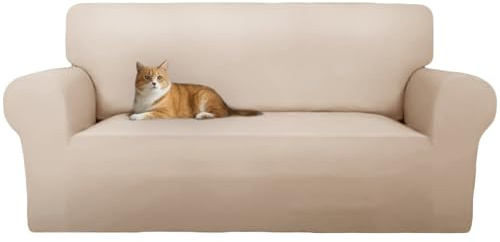 Cotopuro Sofa überzug 2 Sitzer (130-190cm) Stretch, Super Elastisch Sofabezug Mit Armlehnen,Kratzfester rutschfest Sofa Cover für Hunde Katzen und Haustiere, Weich und Bequem