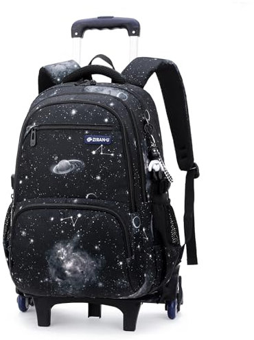 Amythe Rucksack Trolley, Schulrucksack mit Rollen für Jungen Mädchen Rucksack mit Rollen für 3-9. klasse, Schultrolley Ideal für Schule und Reise,Schwarz