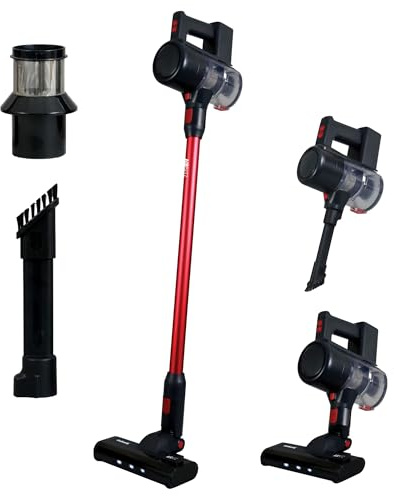 Ewbank EWVC0306 AIRBLITZ Cordless 2-in-1 Stick Vacuum Cleaner, HEPA Filter, 600ml Tank, 150 W DC Motor, LED Dust Tracking Lights, 2 Speed Settings, Red