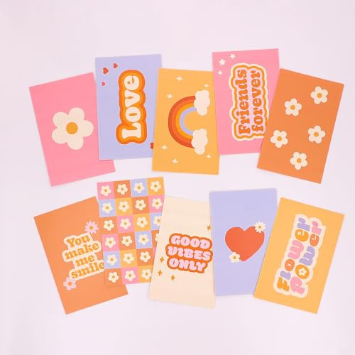 Klebekerlchen® | Lustige Geburtstagskarten für Kinder und Erwachsene | Grußkarten Set mit 10 Karten | Postkarten Set | Einladungskarten Kindergeburtstag - Flower Power
