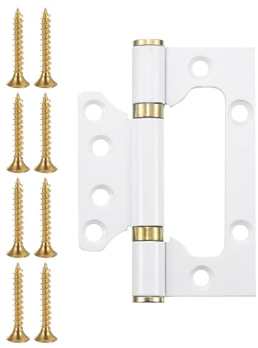 sourcing map 2Pcs 4x3 Inch Door Hinges Non-Mortise No Noise Stainless Steel Bifold Door Hinges with Mounting Screws Plating Surface for Furniture Window, White
