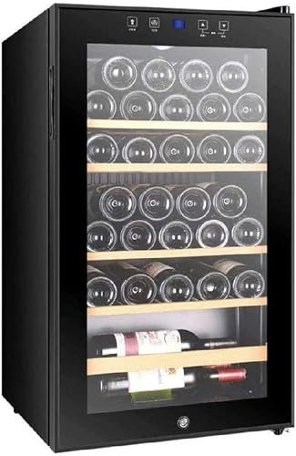 QPZMALSKY Enfriador de Vino de 33 Botellas, Pantalla de Temperatura Digital, Puerta de Vidrio Templado de Doble Capa, operación silenciosa, refrigerador, refrigerador de Vino Independiente