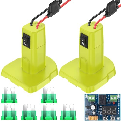 Xiatiaosann Power Wheel Battery Adapter for Ryobi 18V Battery Converter Kit, Power Connector for Rc Car, with 12AWG Wire Harness Switch & Fuse, Low-voltage Protection Module (2 Pack)