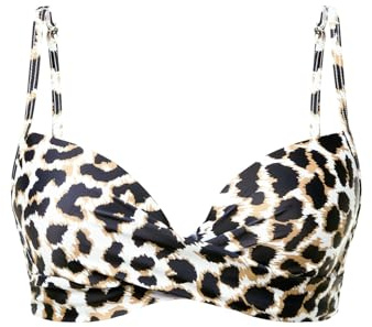 Aqua Eve Women Underwire Bikini Top Only Push Up Swim Top Bra Swimsuit Tops Padded Bathing Suit Top Leopard L