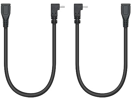 Riertostng Short Micro USB Extension Cable 9inch, 90 Degree Up & Down Angle Micro USB Male to Female Charging and Data Sync Cable for Micro usb Device Phone, Tablet, MP3 Extension and More(1Pair)