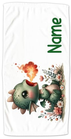 GRAZDesign Handtuch Drache mit Namen personalisiert, Badetuch Kinder Jungen - 140x70cm