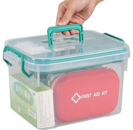 Vadidiya Clear Plastic First Aid Kit Box, Storage Boxes Medical Supplies
