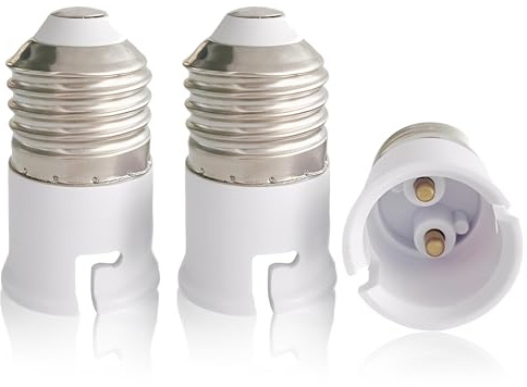 DCJWQ 3 adaptadores E27 a B22, convertidor de enchufe de rosca a bayoneta, adaptador de bombilla E27 a bayoneta, adaptador de enchufe de bombilla de luz a