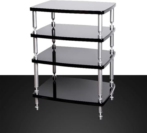 Mobile Hifi Mobile Stereo Nero - 1/2/3/4 Strati, Rack Moderno per Torre Audio per Studi di Registrazione, Supporto per Giradischi per Centro di Intrattenimento Angolare, Componenti per Tavolo CD(4 Lay
