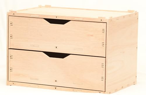 MK Design Holz-Schubladen-Box mit 2 Fächern, Natur 60x40x42cm 85 Liter stapelbar