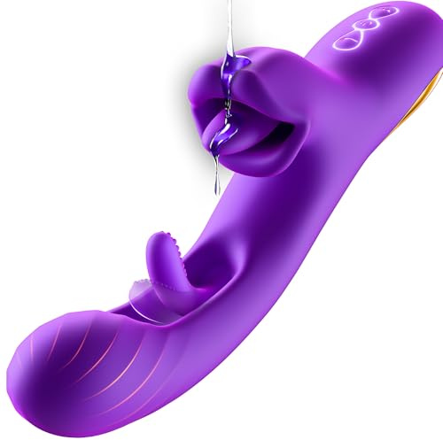 Vibration für Frauen Dildo Vibrator, KELESTA Dildos Sex Spielzeug für die Frau mit 360° Zungenlecken und 7 Vibrationsmodi & 7 Slap-Modi, Vibratorensets für Frauen Klitoris Stimulator für sie