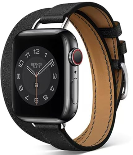 AIYIRUO Compatible avec Bracelet Apple Watch Series 10 Double Tour Mince pour iWatch pour Femmes Hommes Bracelet en Cuir Véritable pour iWatch Ultra SE Series 10 9 8 7 6 5 4 3 2 1