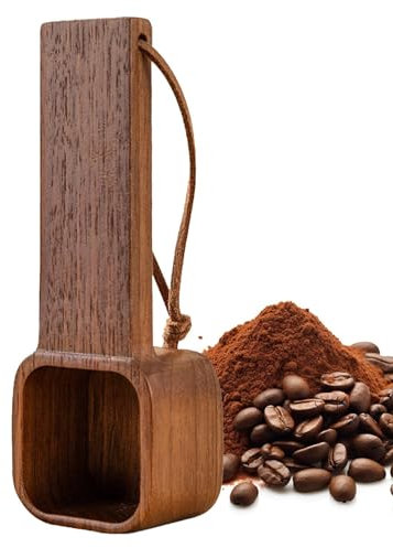 Cuchara medidora de café – cucharadita de madera natural | Cuchara de café apagada, madera de nogal natural, cuchara medidora de madera maciza para bidón, harina de té, 4 x 3 x 8 cm/1,57 x 1,18 x 3,15