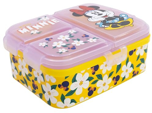 STOR Barnlåda Mimmi Pigg 4 Fack 1944ml - XL Matlåda BPA-fri för Barn - Skol Bento Box i Plast med Säker Stängning