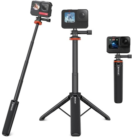 PULUZ Action Camera Stick 2 in 1 per Insta360, DJI, Gopro | Treppiede da 52 cm con GoPro Standard per Insta360 X5 X4X3, DJI Osmo 360 Pocket 3 Action 5 Pro per GoPro 13 12 11 10 9