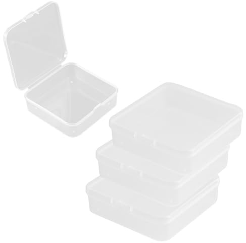 ROBOHOOK 4 Pcs Portable Cotton Pad Holder, Qtip Holder Travel Case,Plastic Storage Containers Box for Cotton Rounds,Floss,Small Items(Transparent)