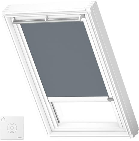 VELUX Original Solar-Verdunkelungsrollo für FK06, Blaugrau, weiße Führungsschiene