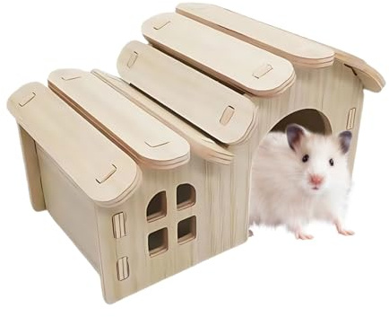 Acunny Rennmaus Haus,Hamstergehege | Holz Zubehör Für Nagetierkäfig Mit Schlaf- Und Ruhebereich Für Innen/Außen, Zuhause & Reise, Für Frettchen Und Goldhamster
