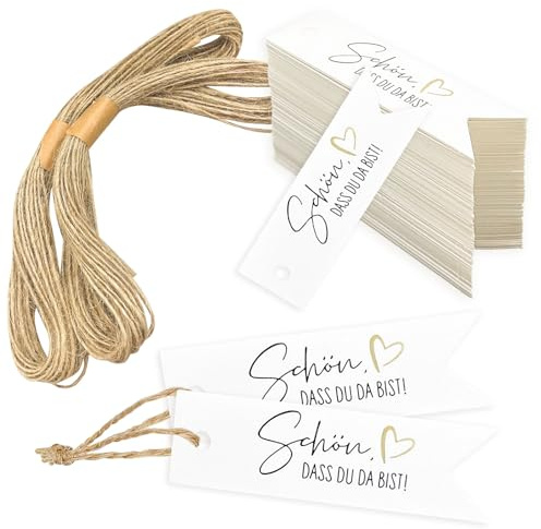 ePicsoa 100 Stück Geschenkanhänger, Danke Anhänger SCHÖN DASS DU DA BIST Anhänger Hochzeit Dankeschön Hochzeit Etiketten Tags Geschenk Geburtstag, Tischdeko für Hochzeit, Geburtstag, Frühling, Ostern