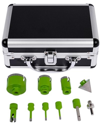 10 Stücke Diamant Fliesenbohrer Set 6/6/8/20/35/50/68mm Diamant Lochsäge mit 10mm and 50mm Fingerfräser ein Adapter GLOSSY AUTO PARTS