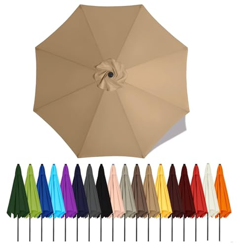 Toldo De Recambio De Sombrilla Cubierta De Repuesto Para Parasol, 2m 2.3m 2.5m 2.7m 2.8m 3m 3.5m 4m 6 Y 8 Varillas Sombrilla En Voladizo para Jardín Patio Piscina Terrazas(Khaki,4m - 8Ribs)