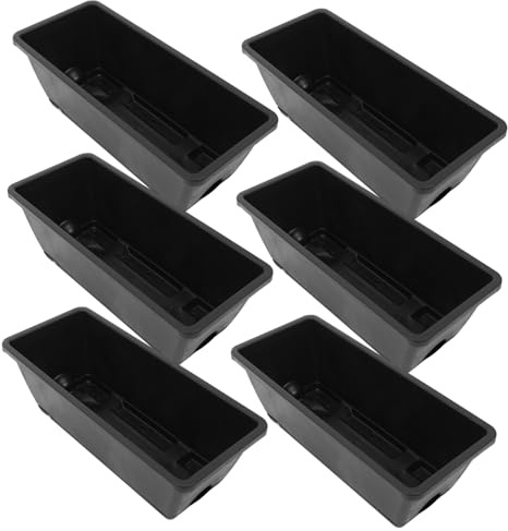 Hemobllo 6 Macetas Rectangulares Fáciles de Usar de Plástico Negro Platillos para Plantas y Suculentas para Ideales para Interiores y Exteriores Interiores Exteriores