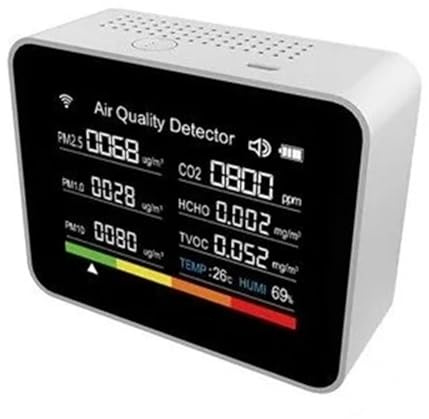 Detector Gas Monitor Inteligente De Calidad del Aire 13 En 1, Tuya, WiFi, Detector CO2 For Interiores con Batería 2000mAh, Monitoreo PM2.5 TVOC HCHO Tiempo