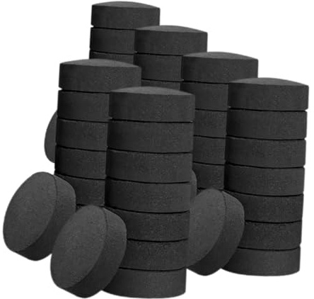Parliky 70 Pastillas de Carbón Natural para Barbacoa Exterior, Carbón Vegetal Ligero y Práctico para Camping y Uso Doméstico Fácil de Encender
