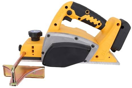 YWBL-WH Cepilladora Manual Eléctrica Inalámbrica, Motor Sin Escobillas 15000 RPM, Doble Bloqueo de Seguridad, Profundidad de Corte Ajustable, Diseño de Ranura en V, Compatible con,