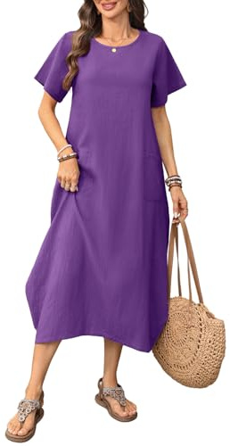ZANZEA Maxi Dresses for Women Summer Casual Dress A Line Tunic Dresses Loose Oversized Casual Dress with Pockets
