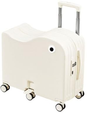 Valise autoportée pour enfants avec porte-gobelet latéral, serrure à mot de passe et pédale pour plus de commodité de voyage, blanc, 20in