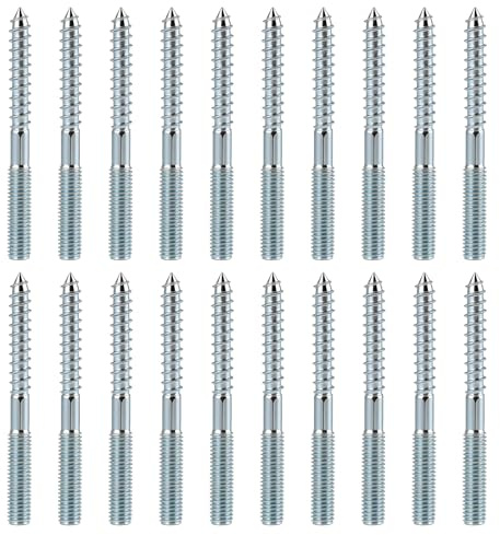 20Pcs Stockschrauben M8, M8 x 80 mm, Doppelgewinde Stockschraube Gewindeschraube, Holzverbindung Kohlenstoffstahl,Stabil für Rohrschellen, Möbelmontage, Holzgelenke und Möbelbeine