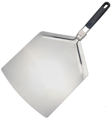 Xgdsnly Pala Pizza con Mango Plegable Metálica Utensilio Portátil para Pizzeros, Pala De Pizza De Aluminio, Grande, Cuadrada, Con Mango De Goma Y Caja De Cartón
