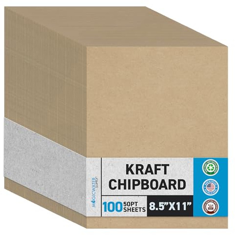 Chipboard Sheets 8.5 x 11 inch - 50pt (Point) Heavy Weight Brown Kraft Cardboard for Scrapbooking & Picture Frame Backing (.050 Caliper Thick) Paper Board | MagicWater Supply (Kraft 100 Pack)