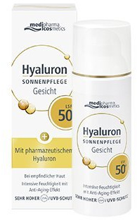 Hyaluron Sonnenpflege Gesicht LSF 50+ Schützt, wirkt vorzeitiger Hautalterung entgegen und spendet intensive Feuchtigkeit von Medipharma