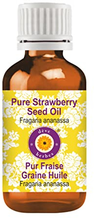 Deve Herbes Pure Strawberry Seed Oil (Fragaria ananassa) Non-Sticky | Non-Greasy | For Skin, Hair, Massage & DIY Use 15ml