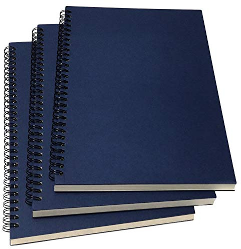 YUREE B5 Spiral Notebook Lined, Spiral Ruled Journal with Hard Kraft Cover, 70 Sheets (140 Pages), 10.3 x 7.2, 3-Pack, Blue